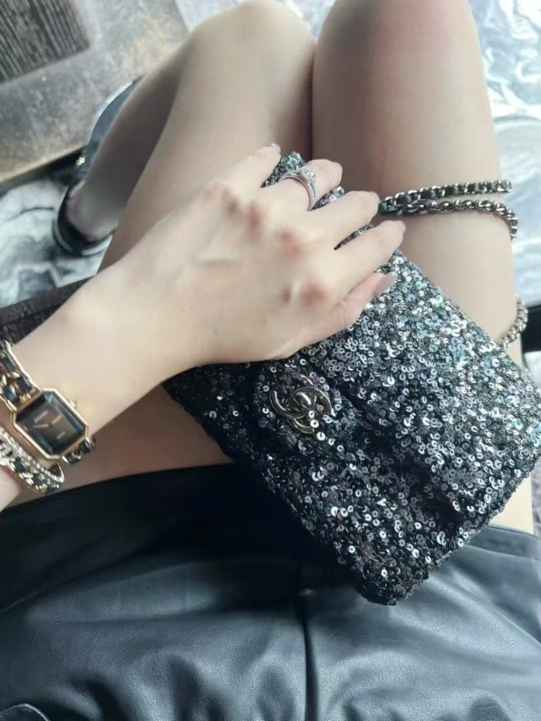 Chanel hand bag bling bling image 2