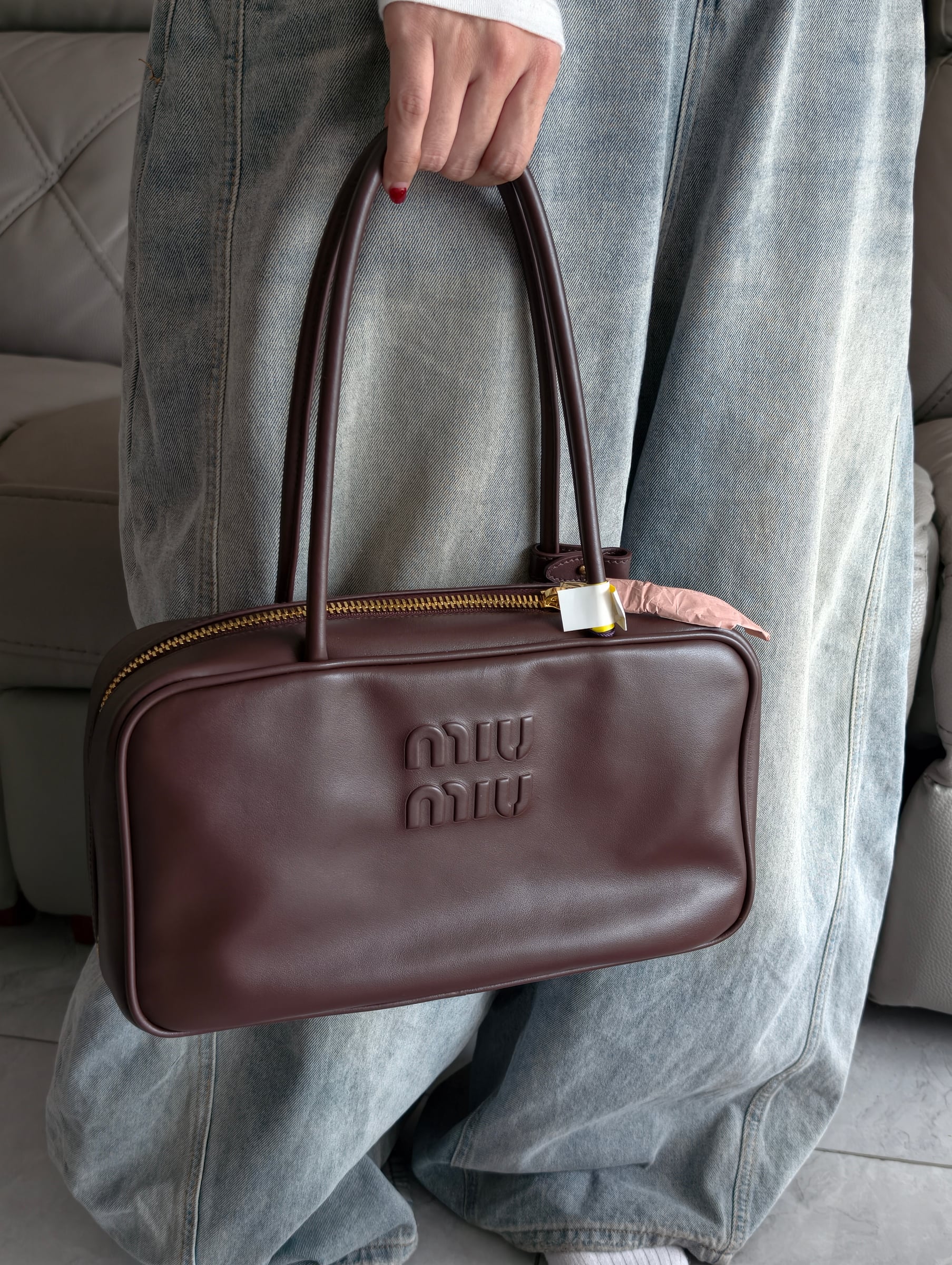 Beau leather top-handle bag
